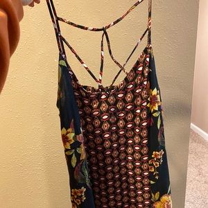 Black tropical mid length summer dress